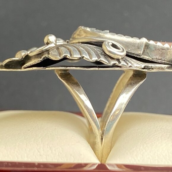 RARE Vtg. Native American Navajo A. EDSITTY Abalone Ring Size 8 Sterling Silver - Picture 16 of 16